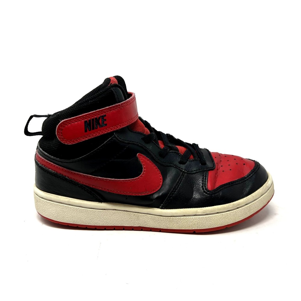 Nike Youth 2.5 Court Borough Mid 2 Td Trainers Black Red Bred Shoes CD7783-003